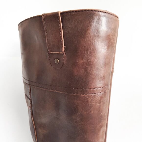 Marc Fisher Knee High Tall Riding Boots Size 5 Brown Vegan Faux Leather Preppy - Picture 4 of 15